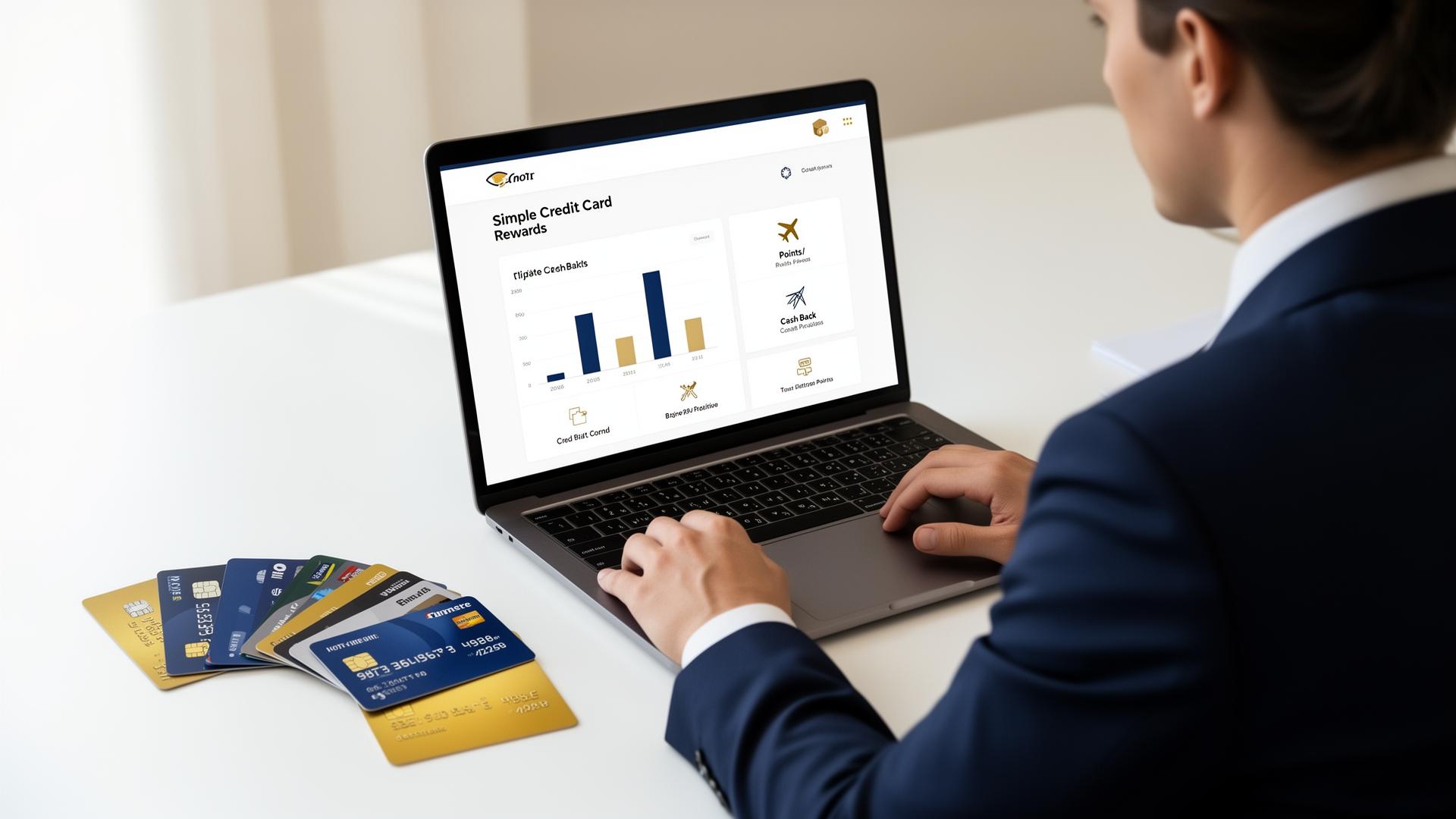 Business owner reviewing a simple credit card rewards dashboard